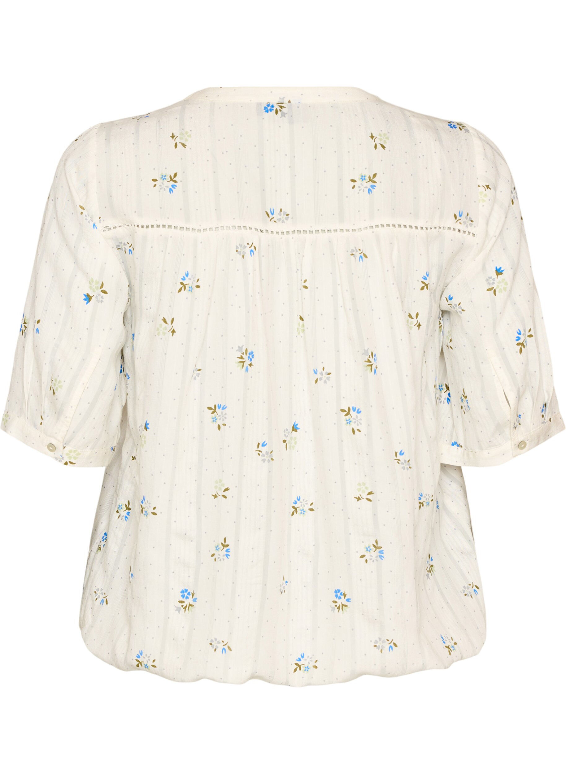 ZizzifashionBlouse with print and 1/2 sleeves, Vanilla, Packshot image number 1