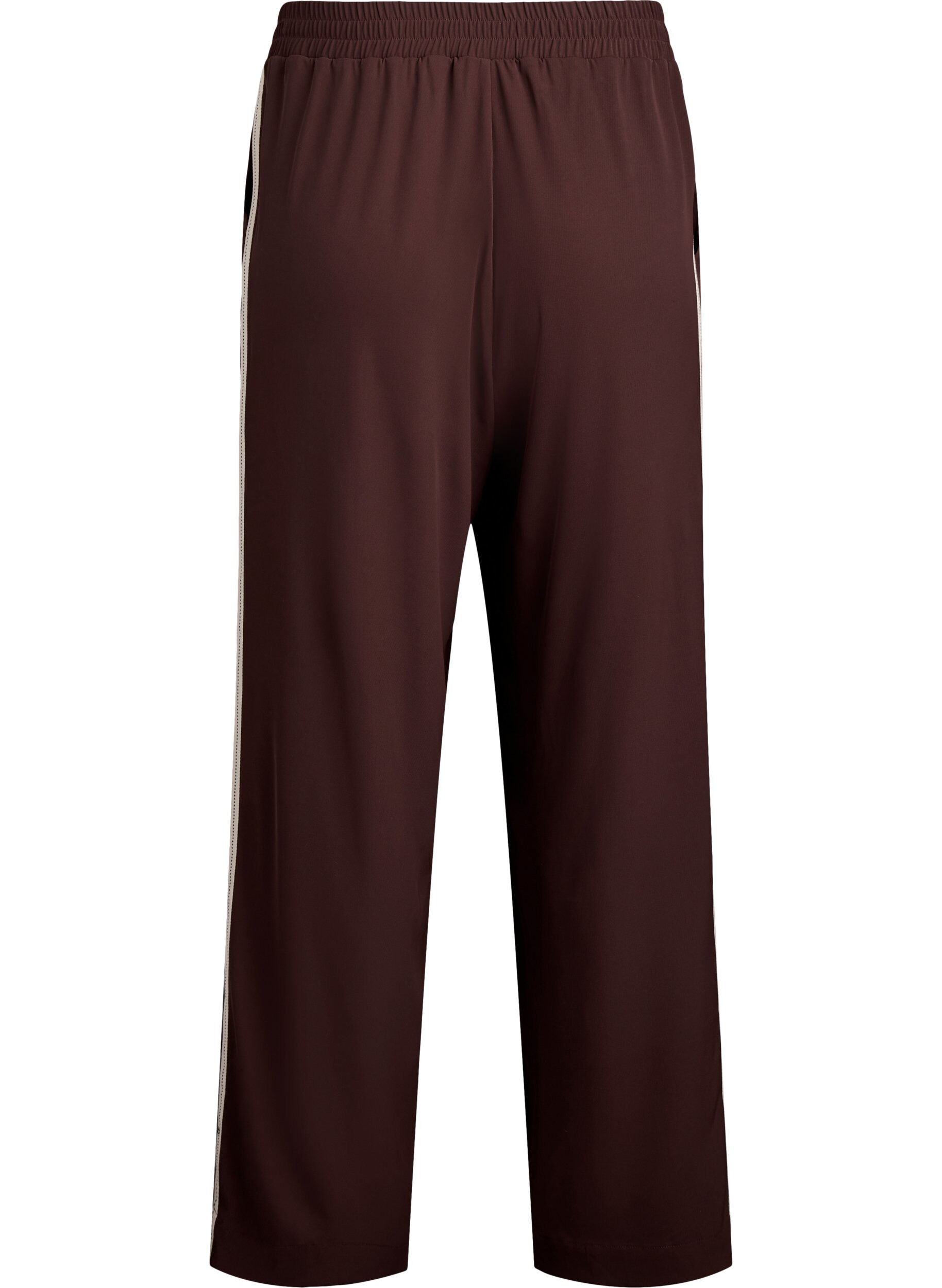Zizzifashion Sporty trousers with straight legs and side stripes, Dark Bordeaux, Packshot image number 1