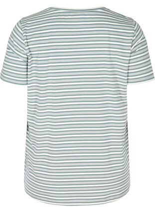 Striped T-shirt in cotton, Balsam Green w.Egret, Packshot image number 1