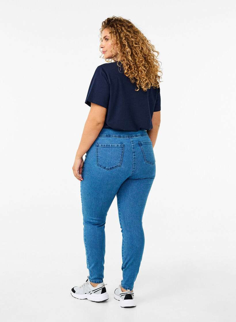Stretchy jeggings with high waist, Light Blue, Model image number 1