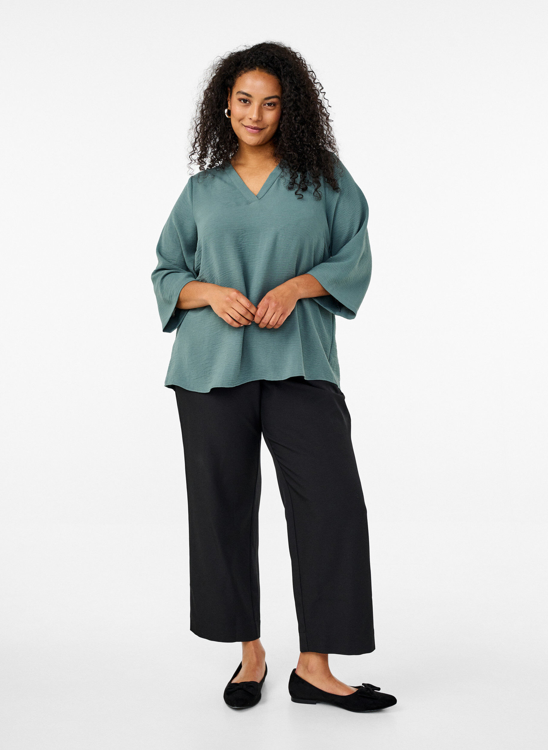 Zizzifashion FLASH - Blouse with 3/4 sleeves, Green, Model image number 1