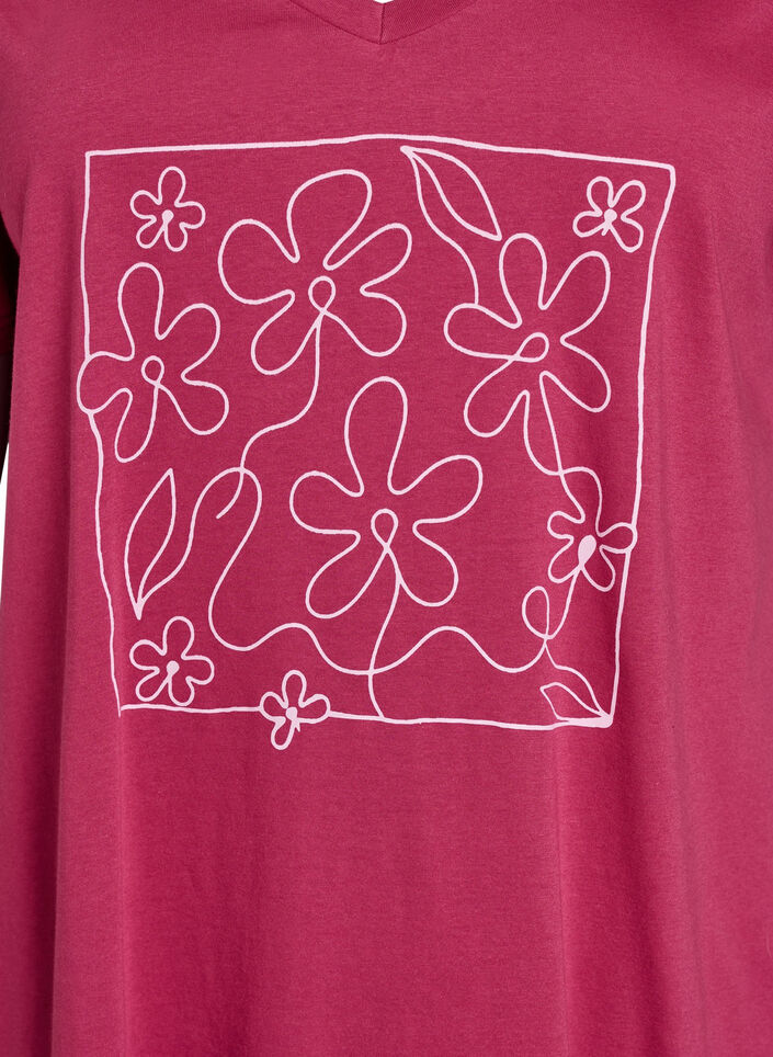 Organic cotton nightdress with V-neck, Red, Packshot image number 2