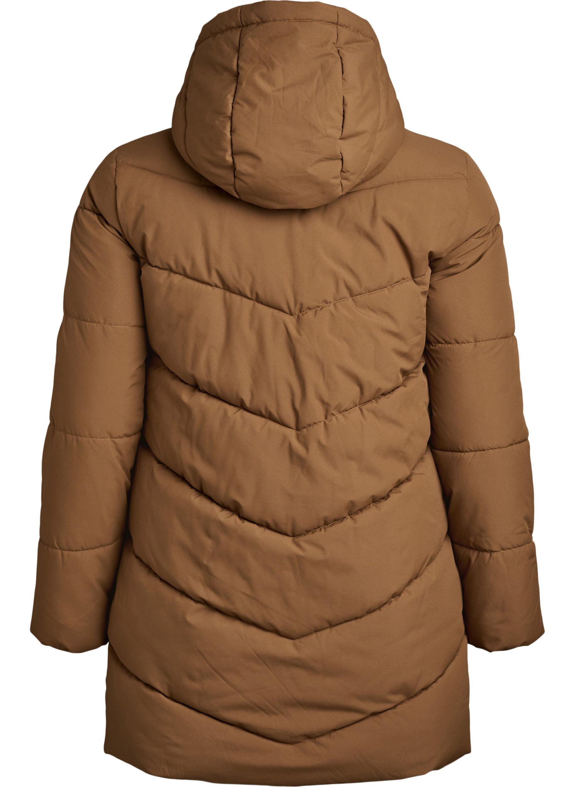 ZizzifashionMid-length puffer jacket with hood, Brown, Packshot image number 1
