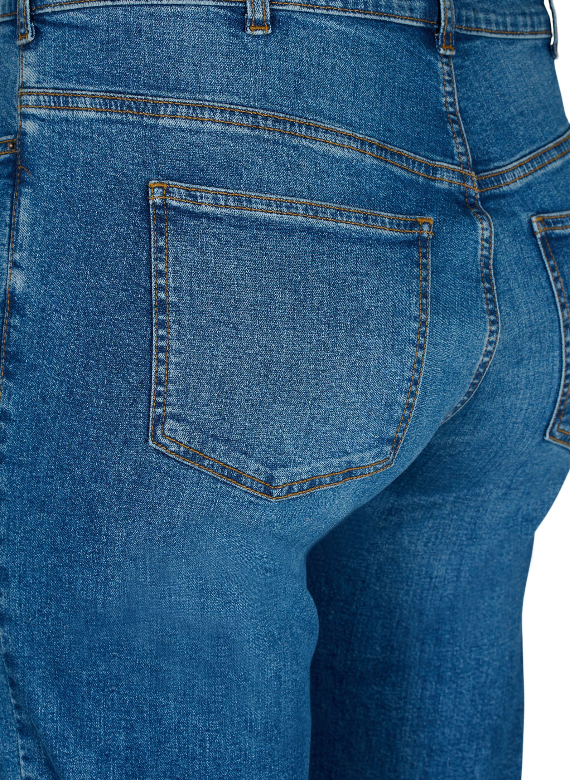 Zizzifashion Gemma jeans with high waist and regular fit, Blue denim, Packshot image number 3
