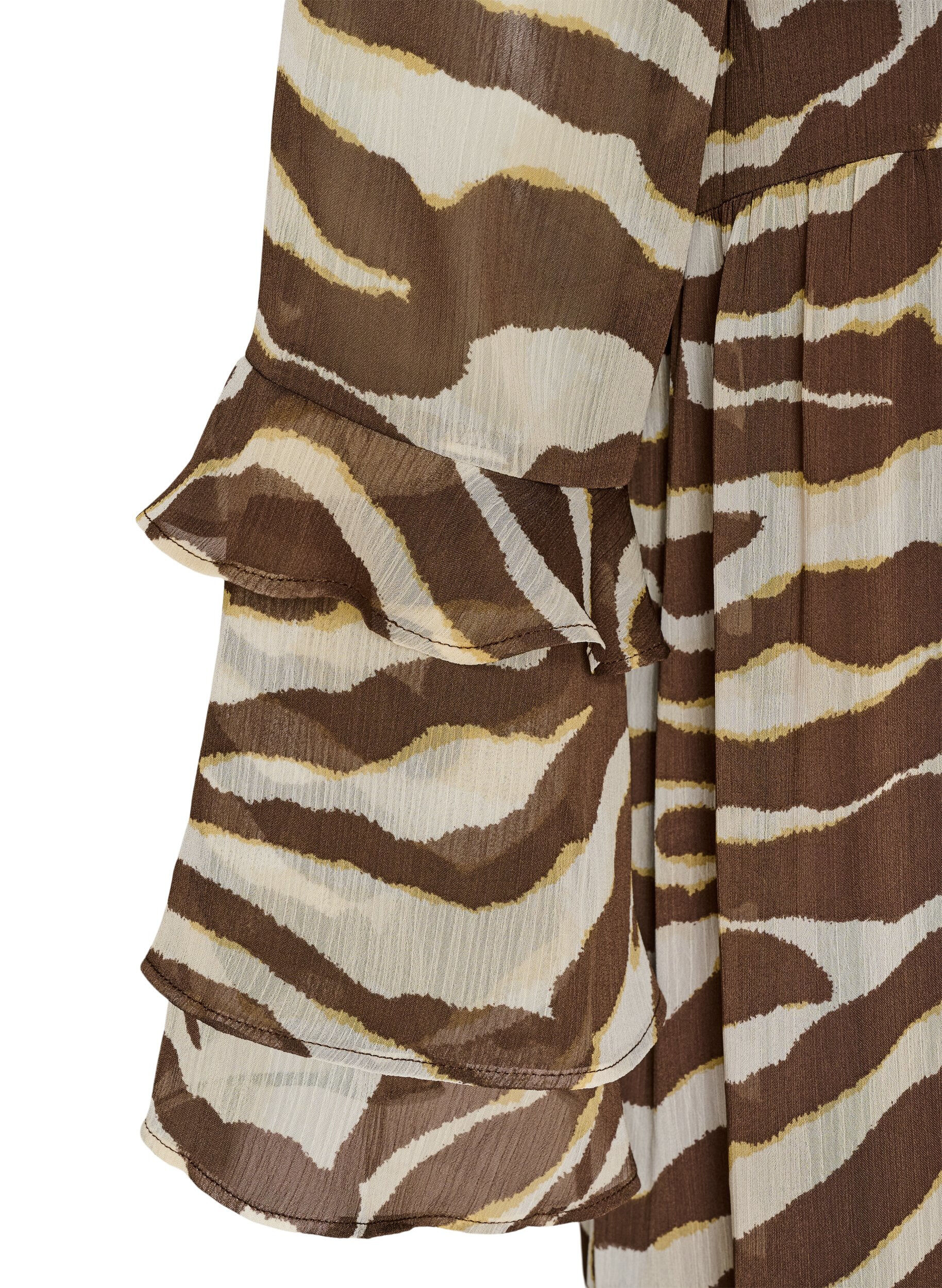 ZizzifashionMidi dress with ruffle details and V-neck, Brown, Packshot image number 3