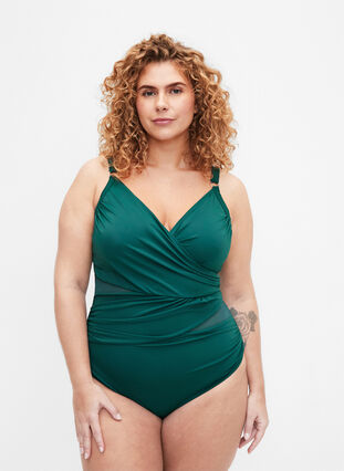 Wrap swimsuit, Deep Teal, Model image number 0
