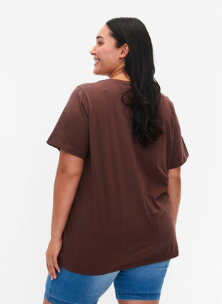 T-shirt in organic cotton with print , Chestnut W. Be GF, Model image number 1