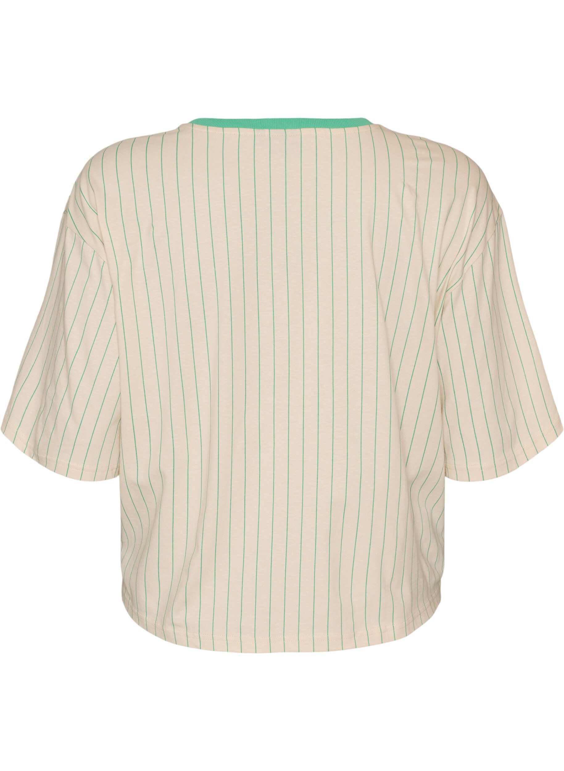 ZizzifashionBoxy T-shirt with stripes and statement print, Vanilla, Packshot image number 1