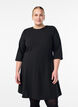 Short A-line jersey dress with 3/4 sleeves, Black, Model image number 0
