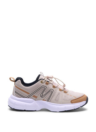 Wide fit Sneakers with elastic laces Beige Zizzifashion