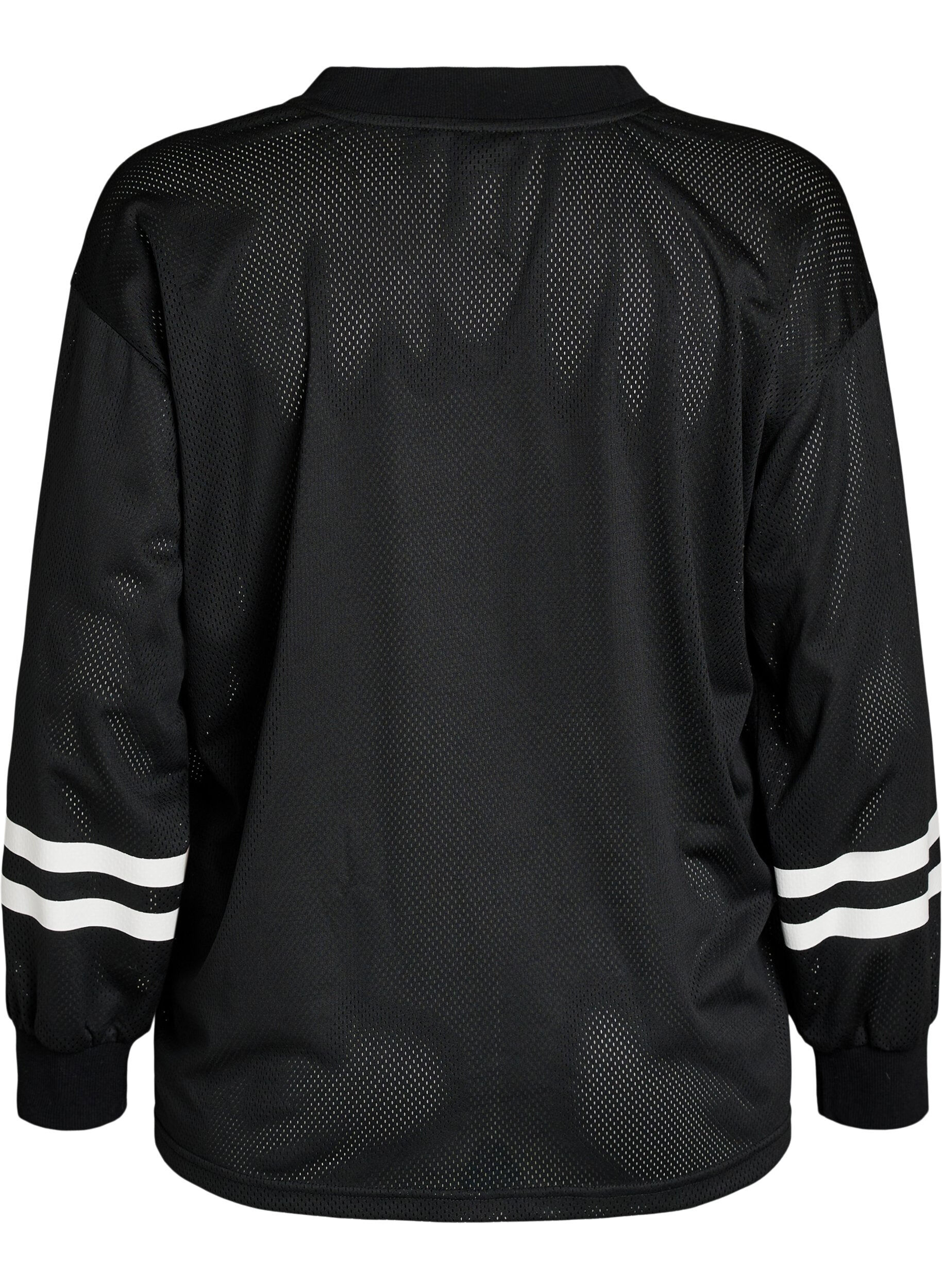 ZizzifashionSporty mesh top with text print, Black, Packshot image number 1