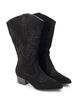 Wide fit - Suede cowboy boots, Black, Packshot image number 1
