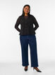 Sleeveless top with a wavy texture and button fastening, Black, Model image number 1