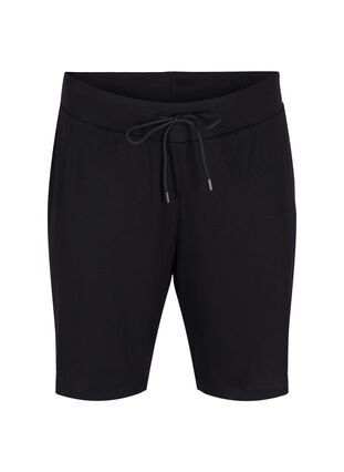 Loose shorts with ribbed texture, Black, Packshot image number 0