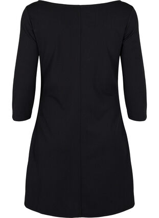 Dress with draping and 3/4 sleeves, Black, Packshot image number 1