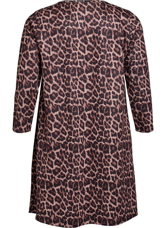 FLASH - Short A-line dress with 7/8 sleeves, Brown, Packshot image number 1