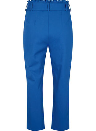 High-waisted trousers with ruffles and tie string, Blue Quartz, Packshot image number 1