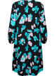 Long-sleeved viscose dress with print, Blue AOP, Packshot image number 1