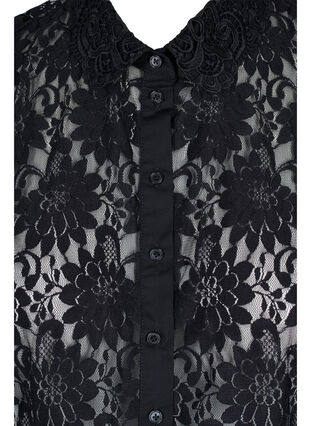 Detachable collar in lace material, Black, Packshot image number 2