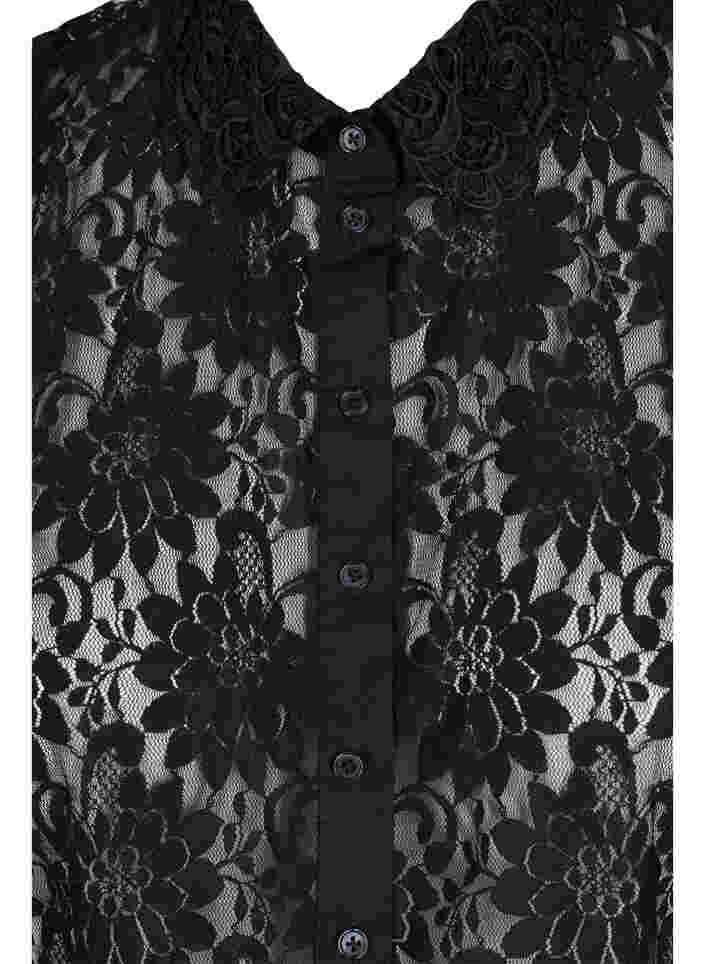 Detachable collar in lace material, Black, Packshot image number 2
