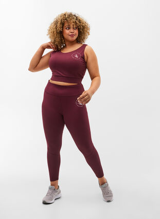 Solid-coloured gym leggings, Fig, Model image number 3