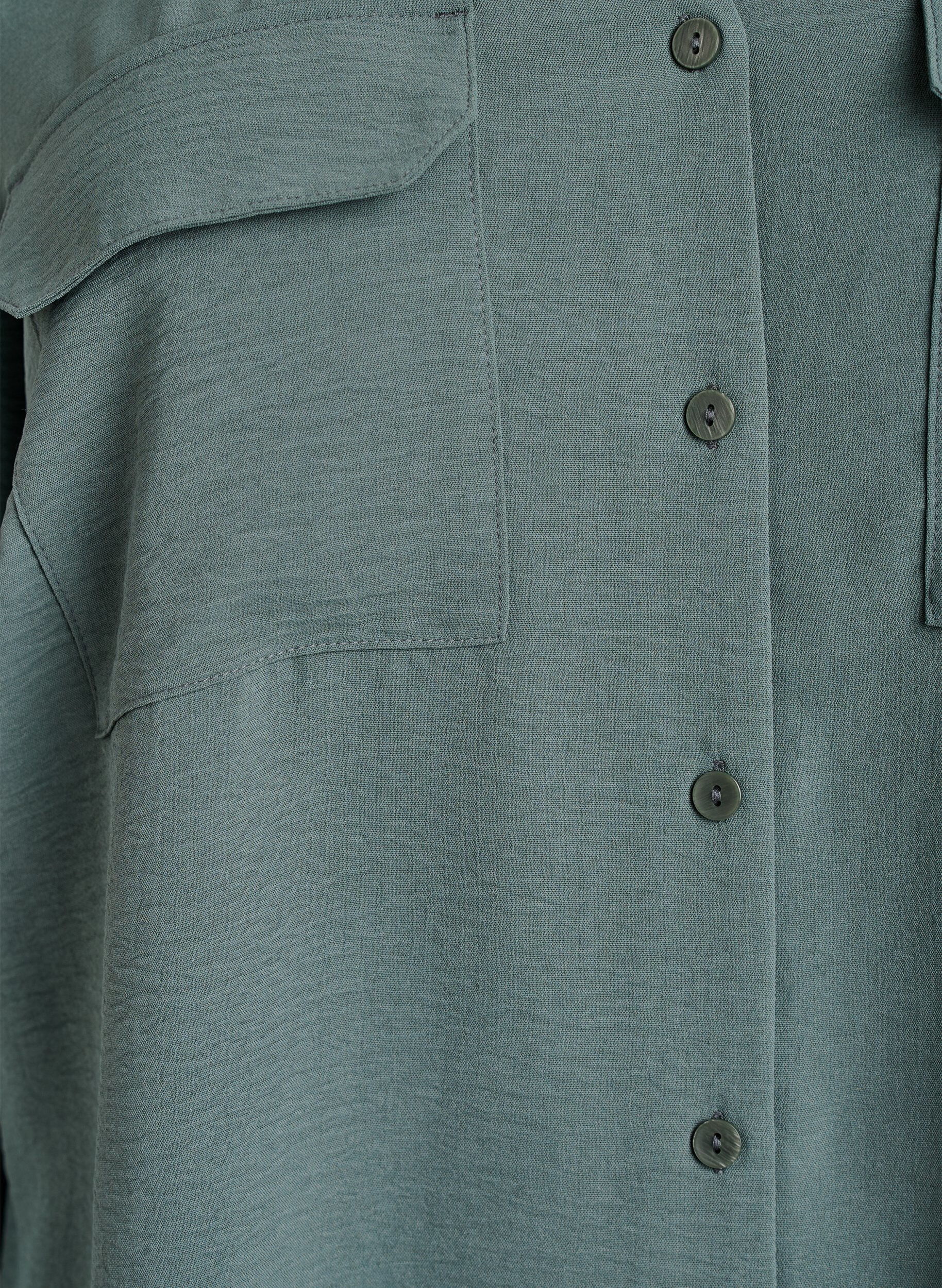 Zizzifashion Shirt with chest pockets and 3/4 sleeves, Green, Packshot image number 2