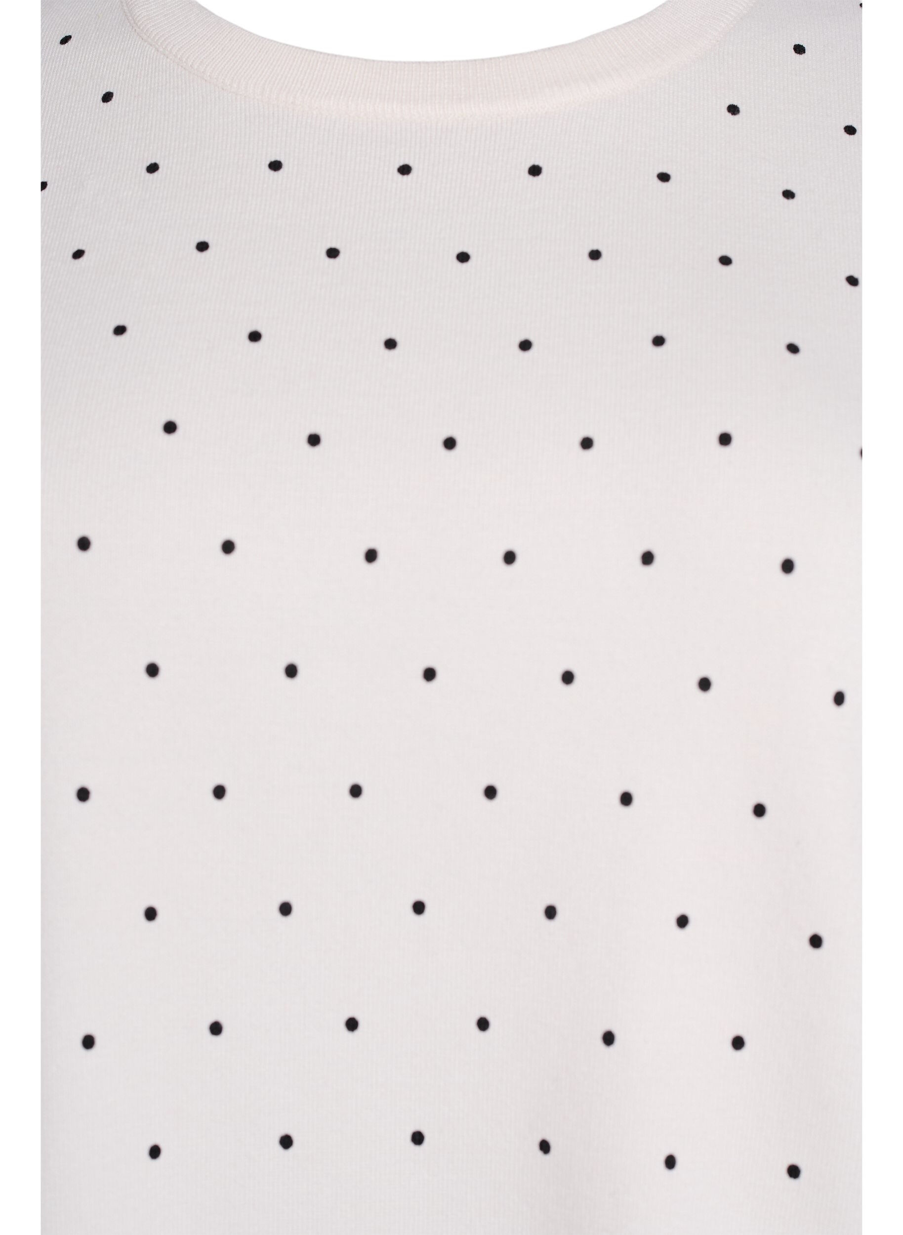 Zizzifashion Knitted top with polka dot pattern and short sleeves, White, Packshot image number 2