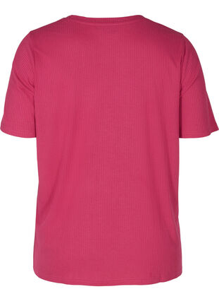 Short-sleeved t-shirt in ribbed fabric, Sangria, Packshot image number 1