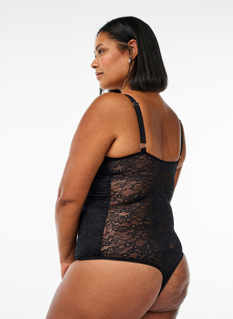 Lace bodystocking with shapewear effect, Black, Model image number 1