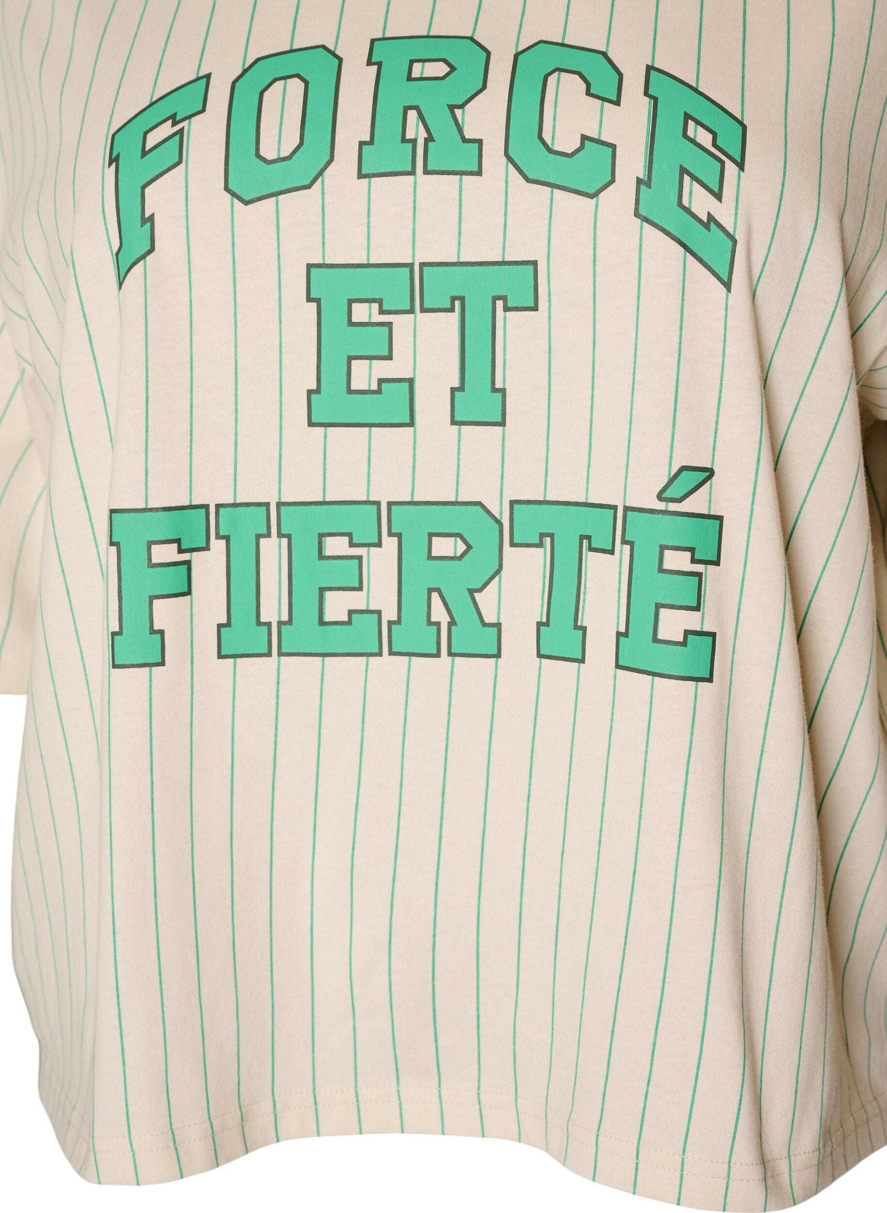 ZizzifashionBoxy T-shirt with stripes and statement print, Vanilla, Packshot image number 2