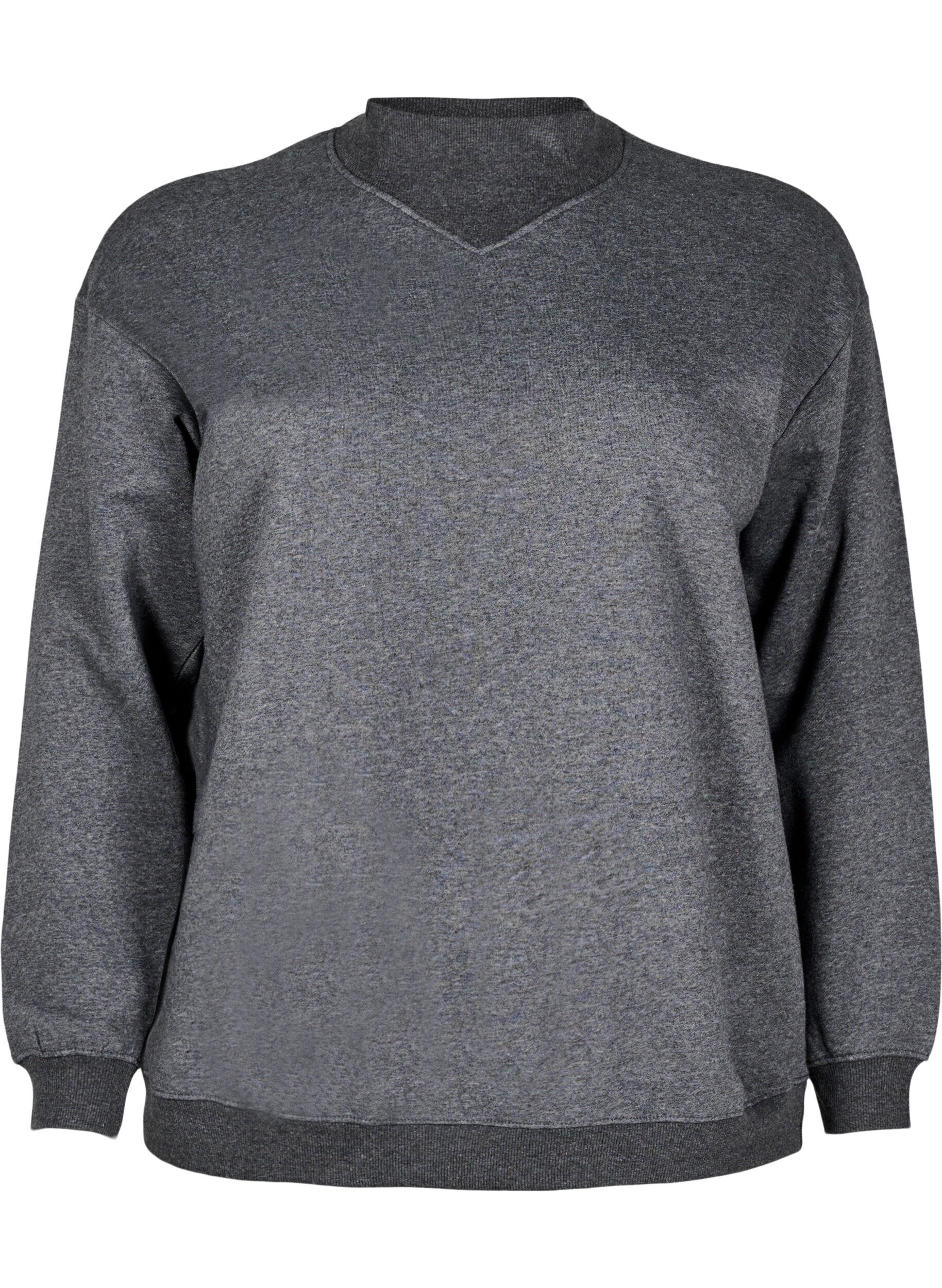 Zizzifashion Sweatshirt with high neck and long sleeves, Dark Grey, Packshot image number 0