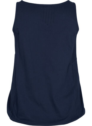 Block coloured cotton top with elastic along the bottom, Navy Blazer, Packshot image number 1