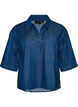 Denim blouse with a chest pocket and elbow-length sleeves, Blue, Packshot image number 0