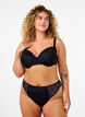 Microfibre G-string with lace, Black w Blue, Model image number 0