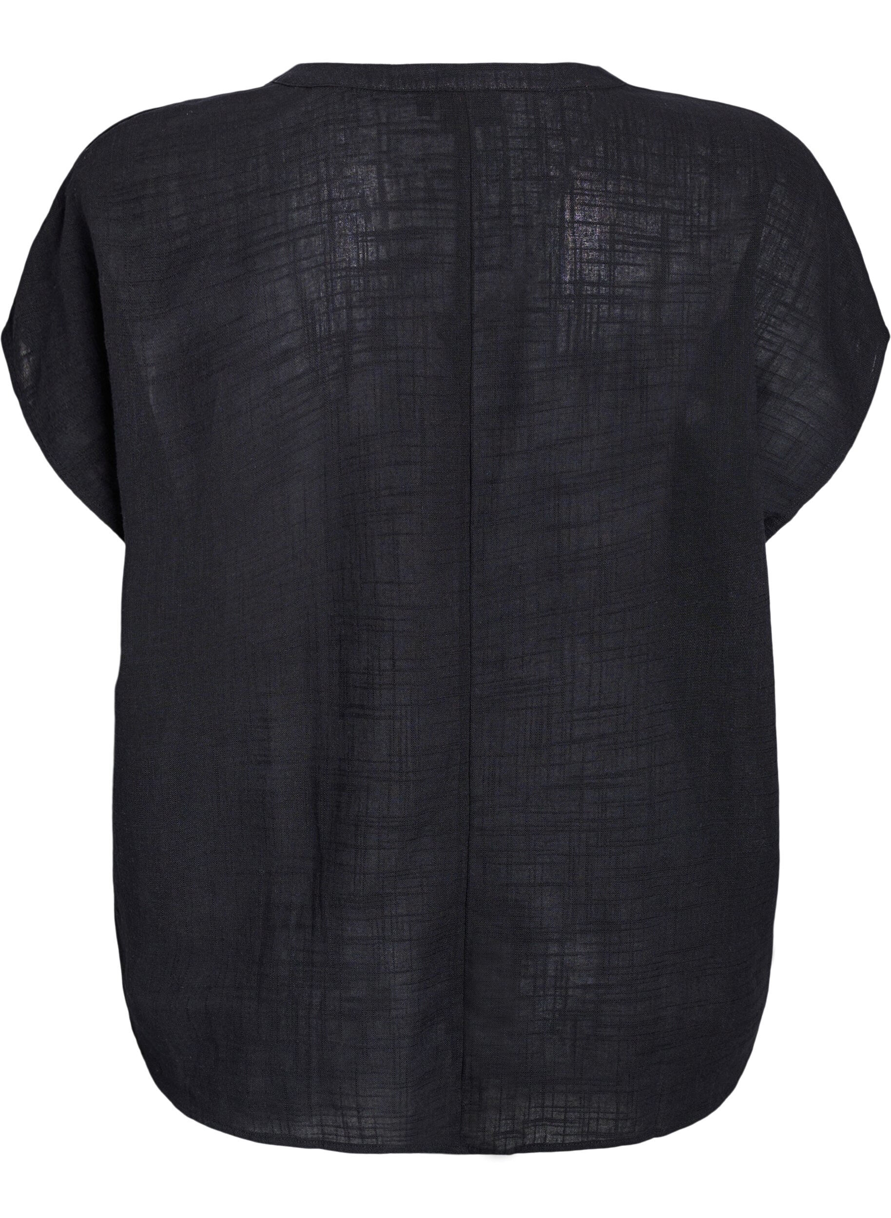 Zizzifashion Loose blouse with cap sleeves, Black, Packshot image number 1