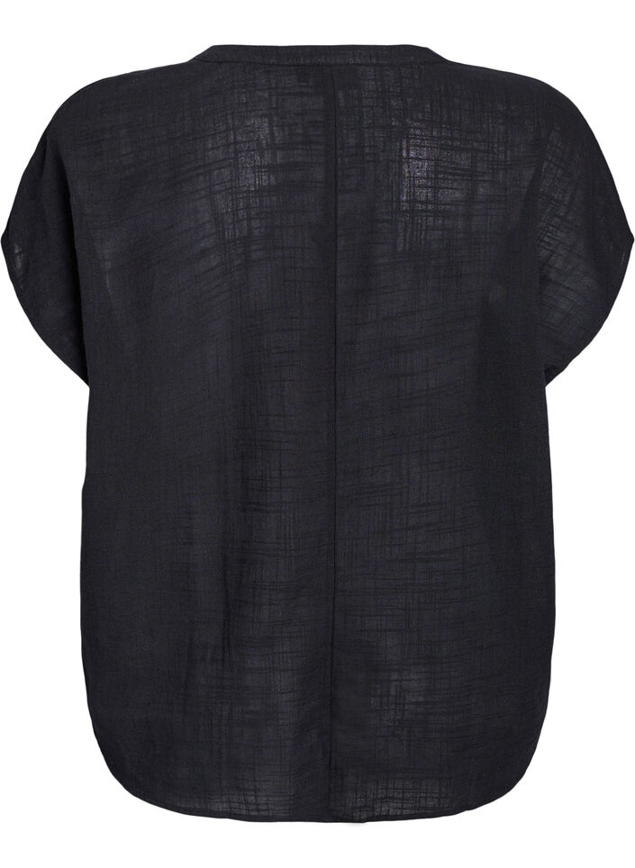 Loose blouse with cap sleeves, Black, Packshot image number 1