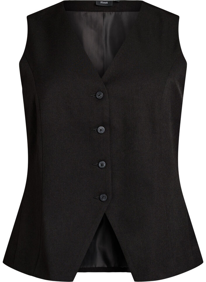Waistcoat with button closure, Black, Packshot image number 0