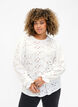Long-sleeved blouse with hole pattern, Bright White, Model image number 0