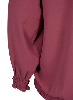 Solid color smock blouse with long sleeves, Dry Rose, Packshot image number 3