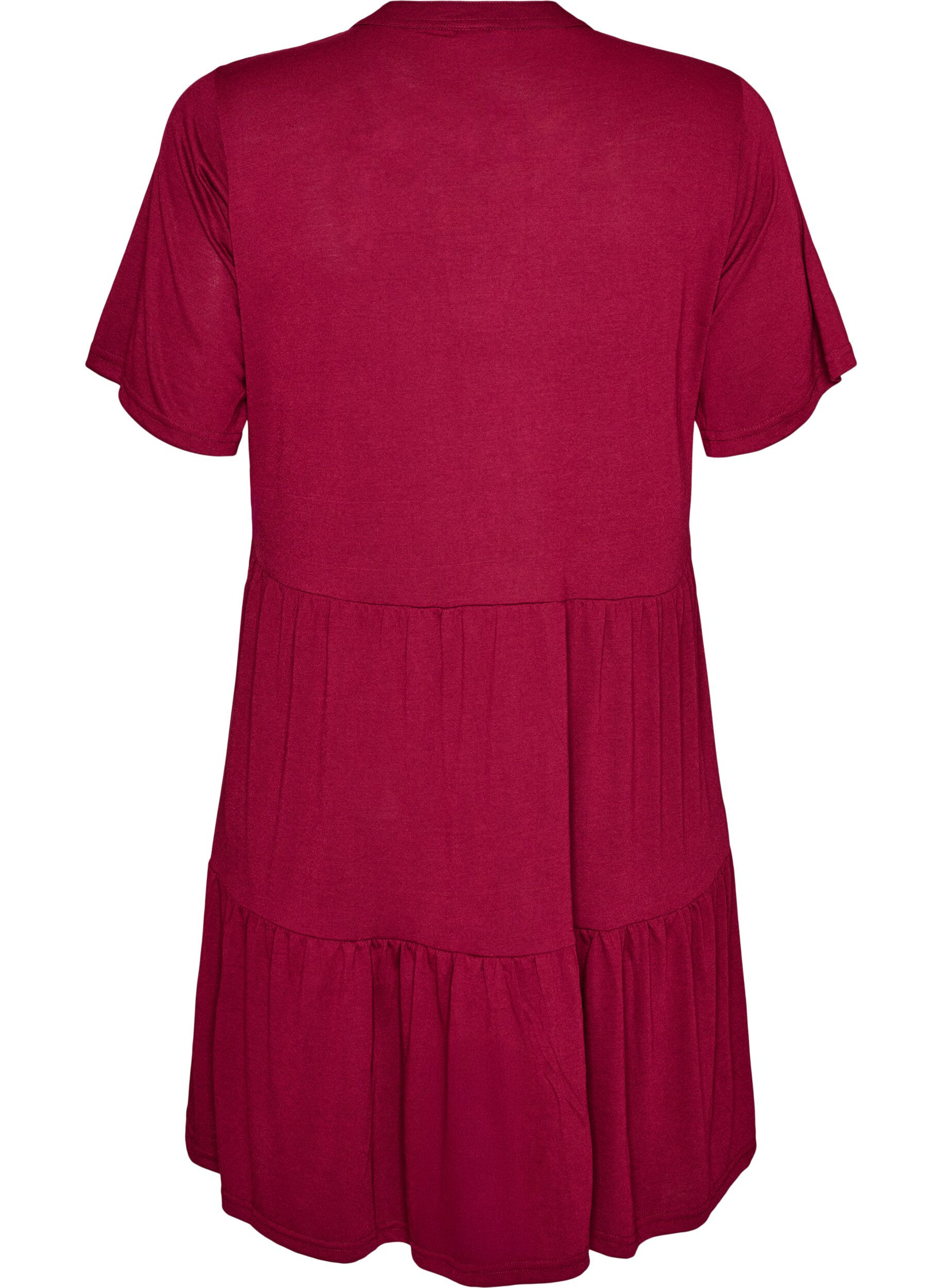 ZizzifashionJersey dress with lace details and a layered skirt, Red, Packshot image number 1
