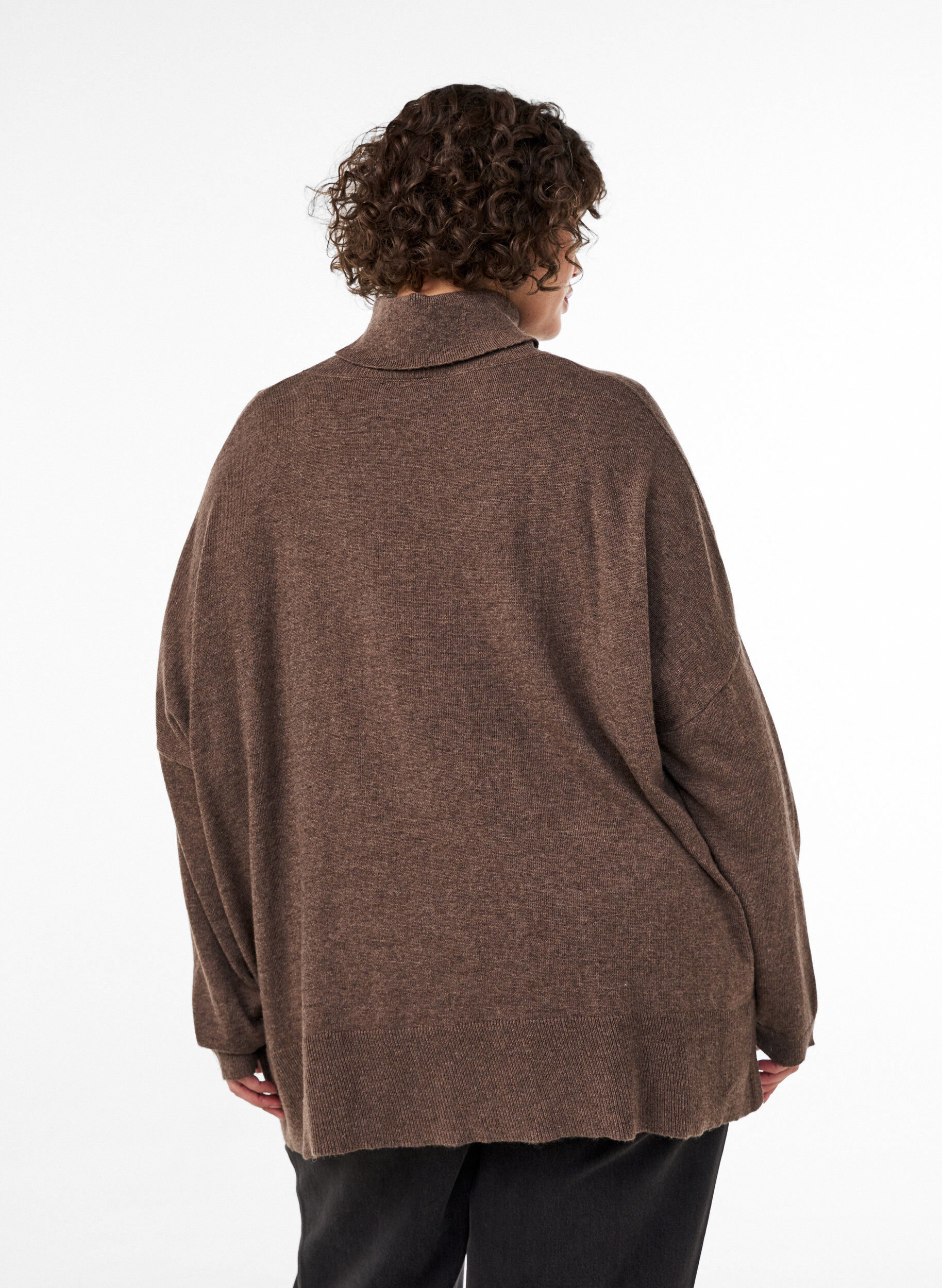 ZizzifashionTurtleneck jumper with a loose fit, Brown, Model image number 2