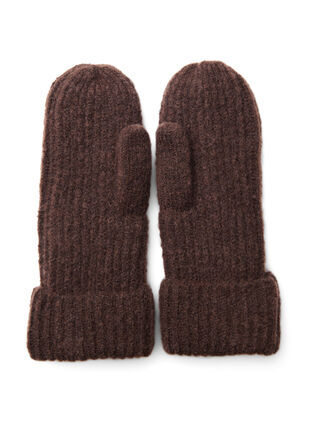 Knitted mittens, Brown, Packshot image number 1