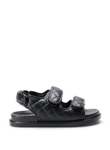Wide fit leather sandal, Black, Packshot image number 0