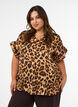 Blouse with leopard print and ruffle details, Brown, Model image number 0