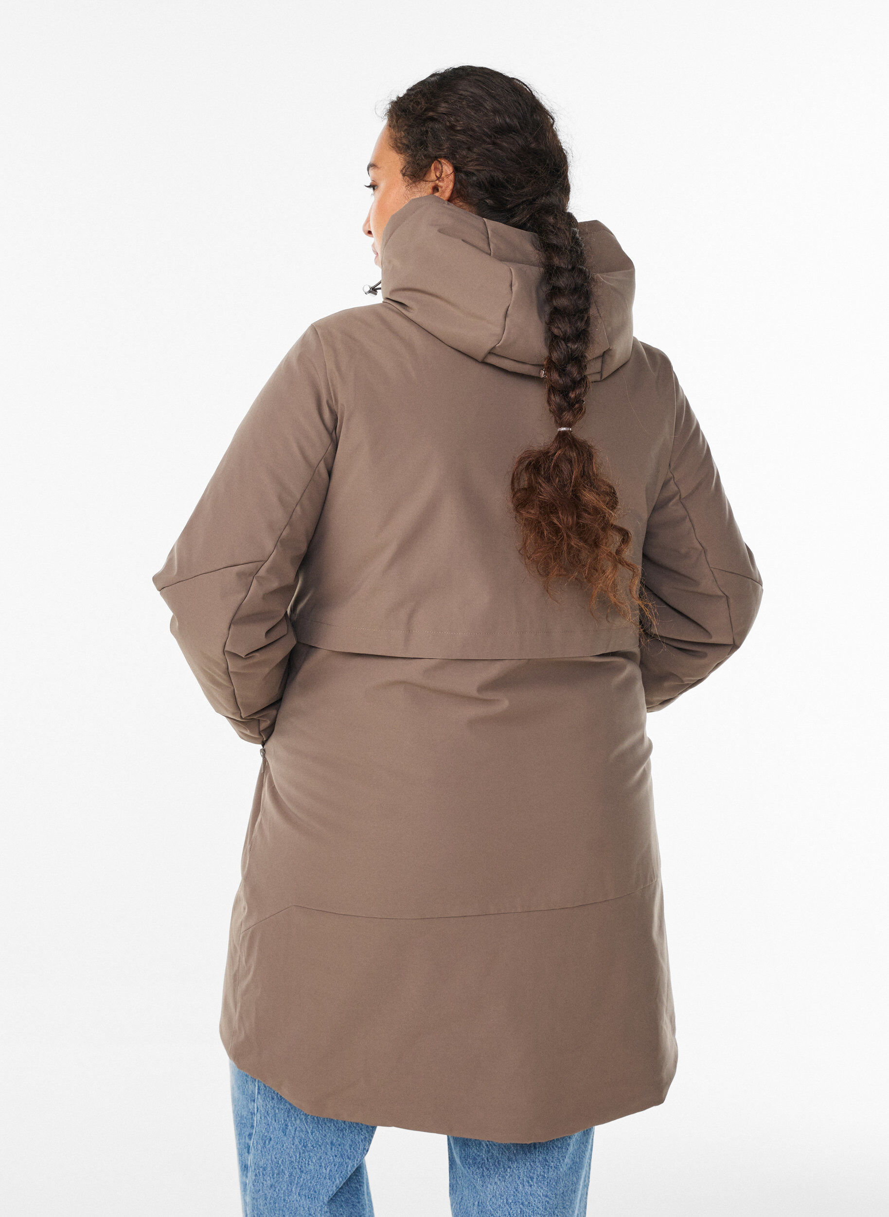 Zizzifashion Winter jacket with adjustable waist, Brown, Model image number 2