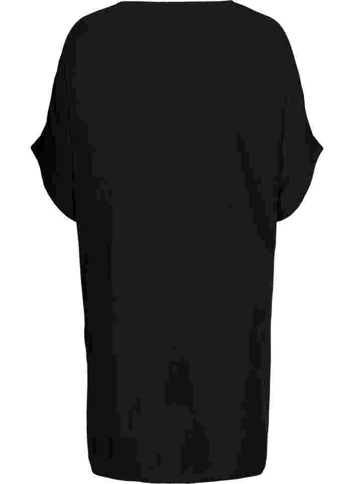 Short-sleeved viscose beach dress, Black, Packshot image number 1