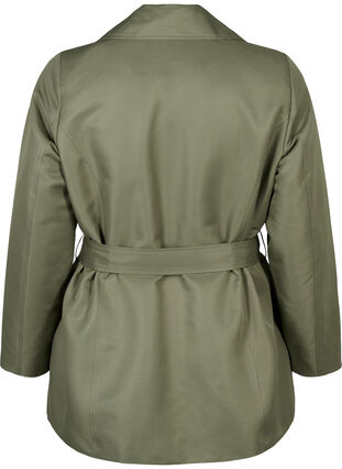 Short trench coat with belt, Dusty Olive, Packshot image number 1