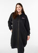 Long quilted sports cardigan with zip, Black, Model image number 0