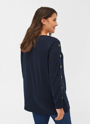 Long-sleeved blouse with button details, Night Sky, Model image number 0
