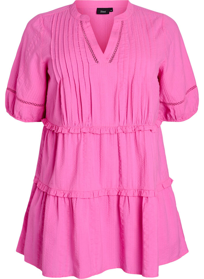 A-shape tunic with ruffles, Pink, Packshot image number 0